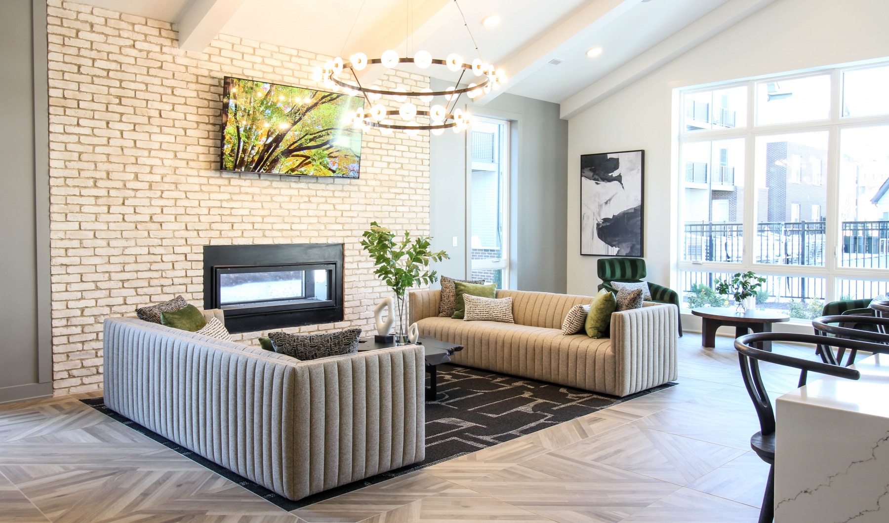 A Fresh, Inspired Approach to Living Beautiful Clubroom with Lounge Seating